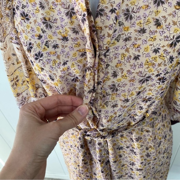 ANN TAYLOR Sz XS PEARL BLUSH Paisley Border Balloon Sleeve Midi Dress Office NEW - Picture 4 of 16